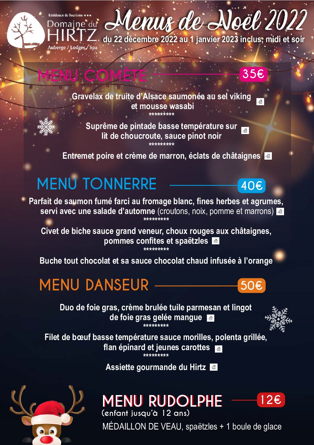 menu de noel restaurant gastronomique